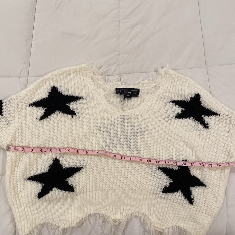 White and Black Star Sweater “Golden Goose Look” - Picture 3 of 4